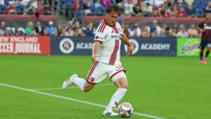 Toronto FC's Jackson Gilman (38) in an MLS soccer match against the New England Revolution, Wednesday, July 22, 2026, in Foxborough, Mass. (Mark Stockwell/AP)