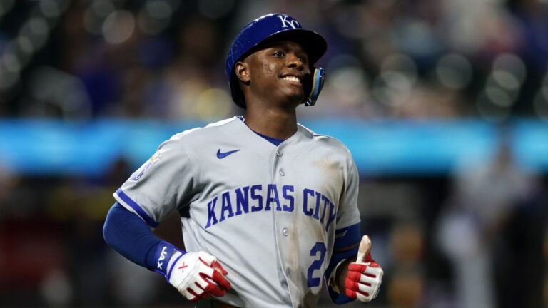 Kansas City Royals' Tyler Tolbert reacts to flying out during the ninth inning of a baseball game against the New York Mets, Tuesday, July 7, 2026, in New York. (Adam Hunger/AP Photo)