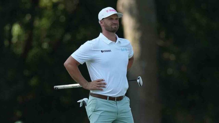 Wyndham Clark walks on the 14th fairway during the second round of the BMW Championship golf tournament, Friday, Aug. 21, 2026, in St. Louis. (Jeff Roberson/AP)
