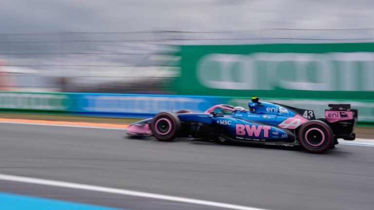 Alpine driver Franco Colapinto of Argentina in action during the first free practice for the Formula One Dutch Grand Prix in Zandvoort, Netherlands, Friday, Aug. 21, 2026. (Darko Bandic/AP)