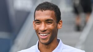 Canada's Felix Auger-Aliassime smiles as he arrives for a media availability ahead of the National Bank Open tennis tournament in Montreal, on Thursday, July 30, 2026. (Graham Hughes/CP)
