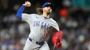 Chicago Cubs starting pitcher Kevin Gausman throws against the Arizona Diamondbacks during the first inning of a baseball game, Monday, Aug. 24, 2026, in Phoenix. (Ross D. Franklin/AP)