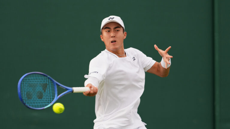 Australia's Ricky Hijikata during their first round singles match at the Wimbledon Tennis Championships in London, Monday, June 29, 2026. (Dave Shopland/AP)
