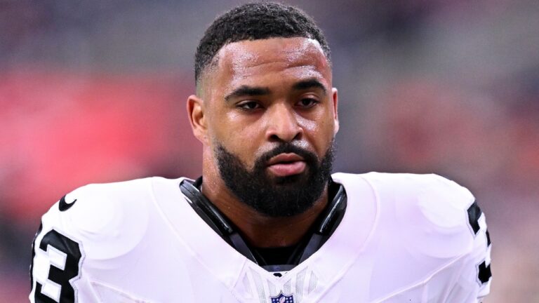 Las Vegas Raiders linebacker Jamal Adams (33) walks off the field prior to an NFL football game against the Houston Texans, Dec. 21, 2025, in Houston. (AP Photo/Maria Lysaker)