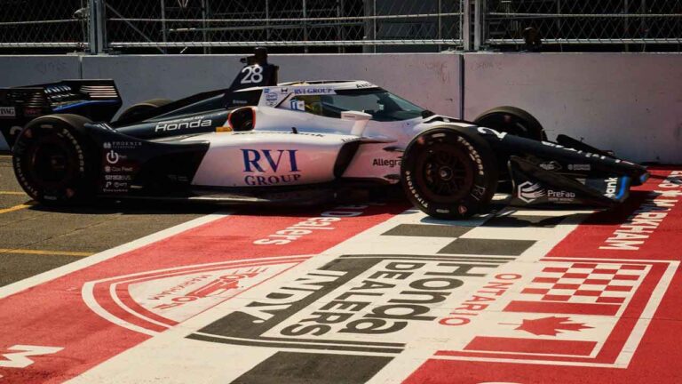 Marcus Ericsson, of Sweden, zooms around the track as he posts the second fastest time of the second practice ahead of the 2026 Honda Indy in Markham. (Sammy Kogan/THE CANADIAN PRESS)