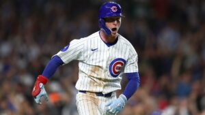 Chicago Cubs' Pete Crow-Armstrong reacts after hitting a walkoff home run during the 10th inning of a baseball game to defeat the Chicago White Sox in Chicago, Monday, Aug. 17, 2026. (Jessie Alcheh/AP)