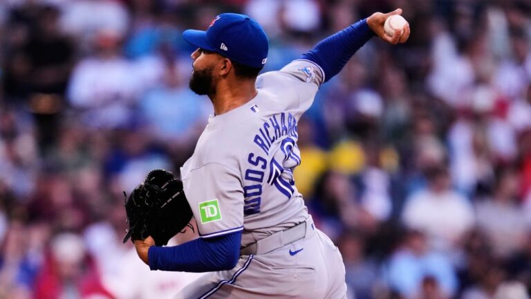 Toronto Blue Jays' Simeon Woods Richardson delivers during the second inning of a baseball game against the Boston Red Sox, Wednesday, June 17, 2026, in Boston. (Charles Krupa/AP)