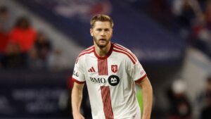 Toronto FC defender Walker Zimmerman is seen during an MLS soccer match against FC Dallas, Saturday, Feb. 21, 2026, in Frisco, Texas. FC Dallas won 3-2. (Brandon Wade/AP)