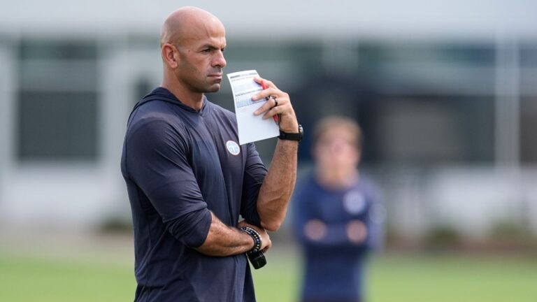 Tennessee Titans head coach Robert Saleh during NFL training camp on Wednesday, July 29, 2026, in Nashville, Tenn. (George Walker IV/AP)