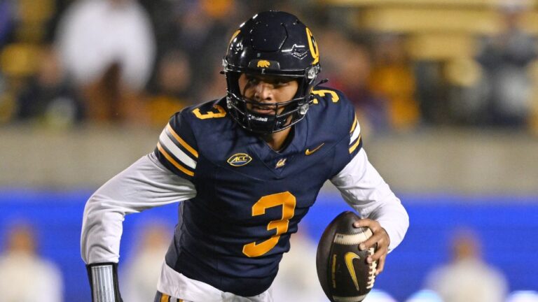 California quarterback Jaron-Keawe Sagapolutele during an NCAA college football game against SMU on Nov. 29, 2025, in Berkeley, Calif. (Justine Willard/AP)