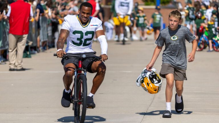 Green Bay Packers running back Marshawn Lloyd before the team's training camp, Sunday, Aug. 2, 2026, in Green Bay, Wis. (Mike Roemer/AP)