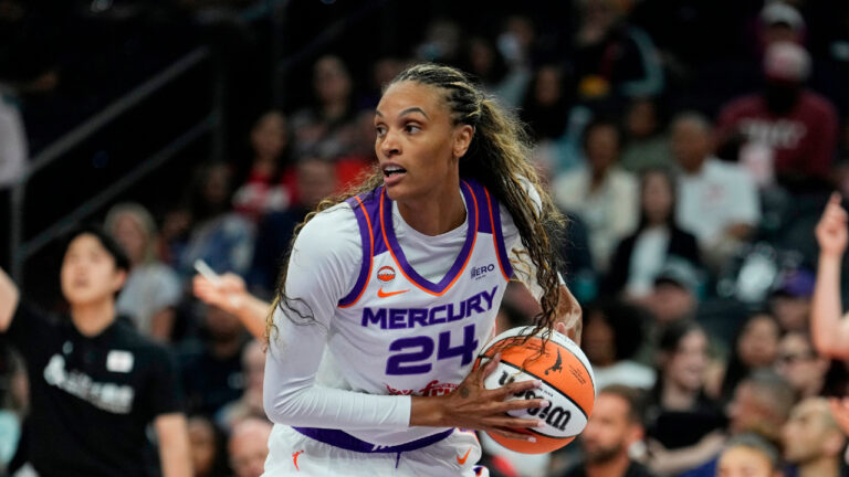 Phoenix Mercury forward DeWanna Bonner grabs a rebound against Japan during the first half of an exhibition basketball game, Wednesday, April 29, 2026, in Phoenix. (Ross D. Franklin/AP)