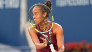 Canada's Leylah Fernandez lines up a return to Mexico's Renata Zarazua during National Bank Open tennis action in Toronto on Wednesday, August 5, 2026. (Chris Young/THE CANADIAN PRESS)