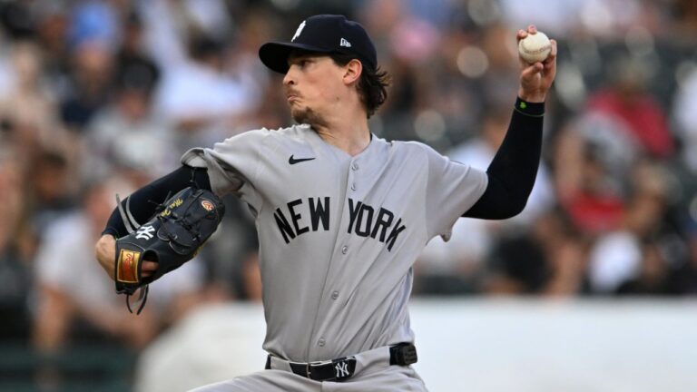 New York Yankees starter Max Fried delivers a pitch during the first inning of a baseball game against the Chicago White Sox in Chicago, Monday, July 27, 2026. (Paul Beaty/AP)