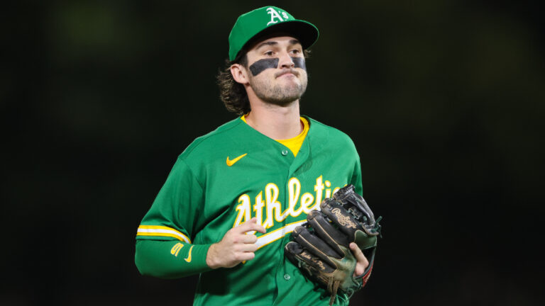 Athletics shortstop Jacob Wilson jogs to the dugout after the final out of the top of the eighth inning of a baseball game against the Tampa Bay Rays Tuesday, Aug. 11, 2026, in West Sacramento, Calif. (Scott Marshall/AP)
