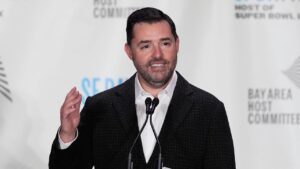 San Francisco 49ers team owner Jed York speaks at a news conference in San Francisco, Monday, Feb. 2, 2026. (Jeff Chiu/AP)