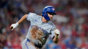 Toronto Blue Jays' Josh Smith plays during a baseball game Friday, Aug. 7, 2026, in Philadelphia. (Matt Slocum/AP)