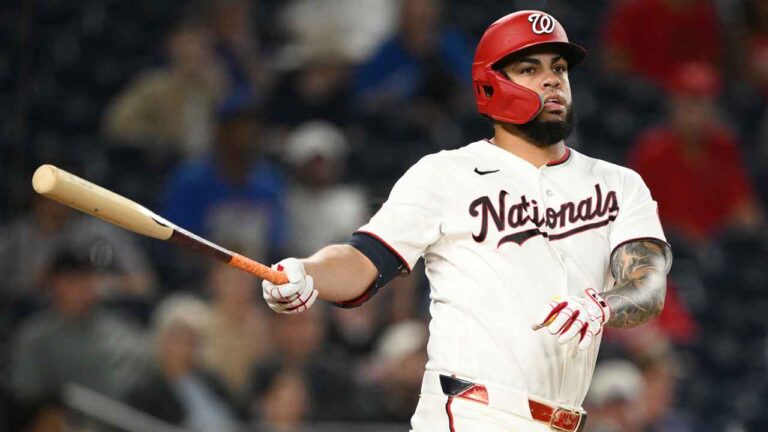 Washington Nationals' Luis Garcia Jr. in action during a baseball game against the Toronto Blue Jays, Tuesday, July 28, 2026, in Washington. (Nick Wass/AP)