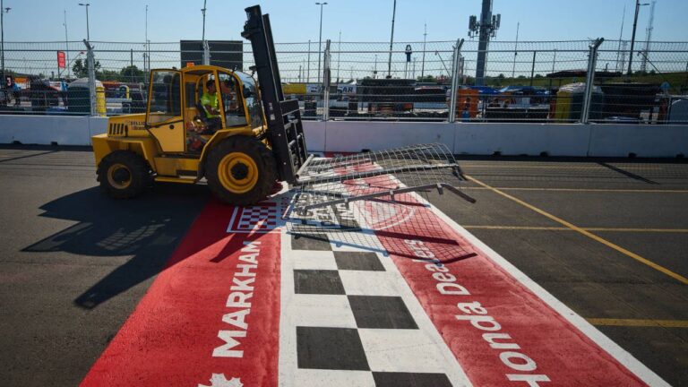 Track preparations remain underway ahead of the 2026 Honda Indy in Markham, Ont., Friday, Aug. 14, 2026 (Sammy Kogan/CP)