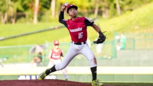 Jean Ramos pitches for Canada against South Korea at the Little League World Series on Aug. 25, 2026. (Courtesy of Little League Baseball and Softball)