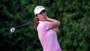 Sophia Schubert plays during the final round of the Dow Great Lakes Bay Invitational golf tournament at Midland Country Club, Saturday, July 22, 2023, in Midland, Mich. (Carlos Osorio/AP)