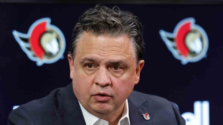Ottawa Senators head coach Travis Green speaks to media during a year end press conference in Ottawa on Monday, April 27, 2026. (Patrick Doyle/CP)