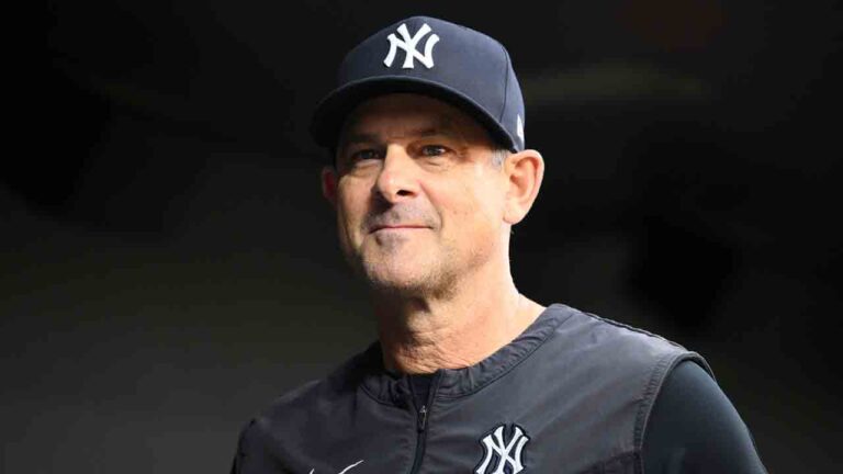 New York Yankees' Aaron Boone before a baseball game against the Baltimore Orioles, Thursday, Aug. 20, 2026, in Baltimore. (Nick Wass/AP)