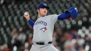 Toronto Blue Jays starting pitcher Trey Yesavage delivers during the first inning of a baseball game against the Baltimore Orioles, Monday, Sept. 21, 2026, in Baltimore. (Stephanie Scarbrough/AP)
