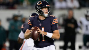 Chicago Bears quarterback Case Keenum drops back to pass during the first half of an NFL football game against the Philadelphia Eagles in Chicago, Monday, Sept. 28, 2026. (Nam Y. Huh/AP)