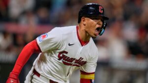 Cleveland Guardians' Angel Genao shouts as he runs the bases with a home run in the seventh inning of a baseball game against the Toronto Blue Jays in Cleveland, Tuesday, Sept. 1, 2026. (Sue Ogrocki/AP)