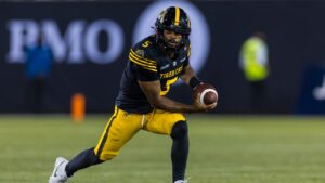 Hamilton Tiger-Cats quarterback Tre Ford. (Michael P. Hall/CP)