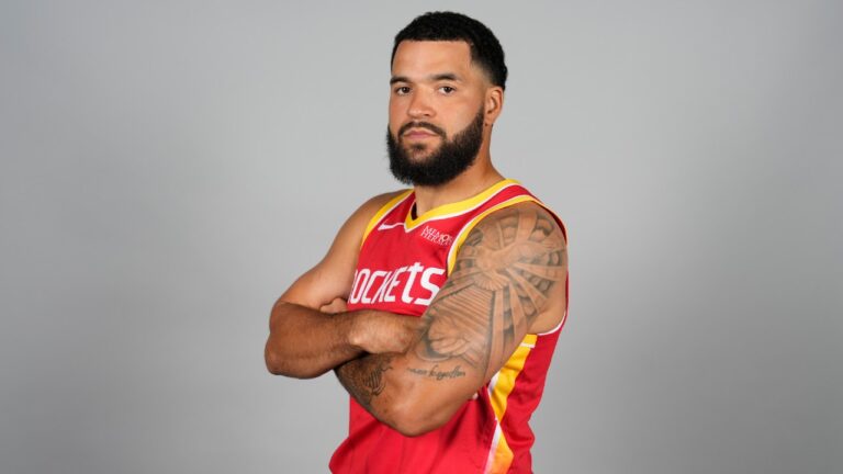 Houston Rockets' Fred Vanvleet poses for a photograph during an NBA basketball media day Tuesday, Sept. 22, 2026, in Houston. (Ashley Landis/AP)
