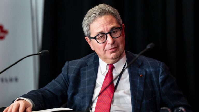 Chair of the Hockey Canada Board of Director Jonathan Goldbloom, takes part in the end-of-tournament news conference at the 2026 IIHF World Junior Hockey Championship, in St. Paul, Minn., on Monday, Jan. 5, 2026. THE (Christopher Katsarov/CP)