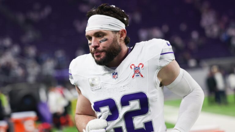 Minnesota Vikings safety Harrison Smith leaves the field following an NFL football game against the Detroit Lions, Thursday, Dec. 25, 2025 in Minneapolis. Minnesota won 23-10. (Stacy Bengs/AP)