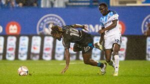 CF Montreal's Victor Loturi (22) and Charlotte FC's Allan Saint-Maximin (10) vie for possession of the ball during first half MLS soccer action, in Montreal, on Wednesday, Sept. 9, 2026. (Christopher Katsarov/CP)