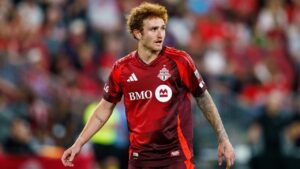 Toronto FC's Josh Sargent (9) is shown during second half MLS soccer action against Chicago Fire FC in Toronto, on Saturday, Sept. 5, 2026. (Keito Newman/CP)