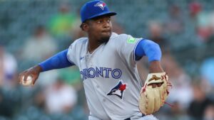 Toronto Blue Jays pitcher José Soriano throws to an Athletics batter during the first inning of a baseball game Tuesday, Sept. 8, 2026, in West Sacramento, Calif. (Scott Marshall/AP)