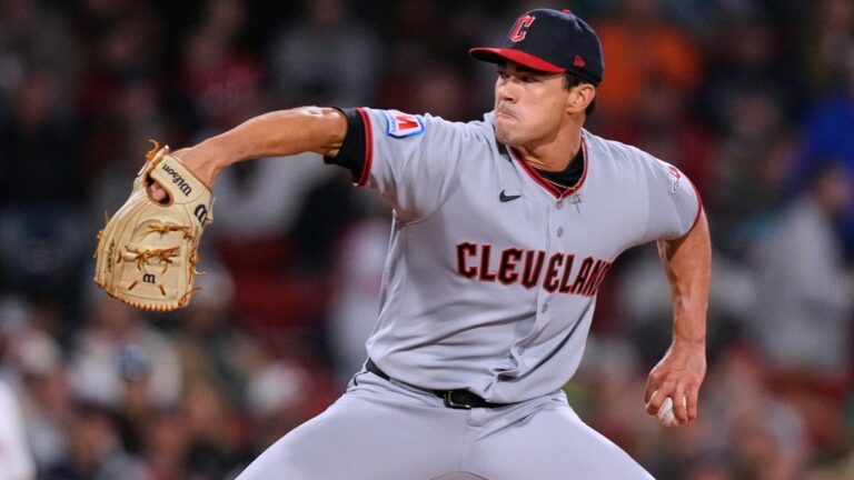 Cleveland Guardians' Joey Cantillo delivers during the second inning of a baseball game against the Boston Red Sox, Thursday, Sept. 24, 2026, in Boston. (AP Photo/Charles Krupa)