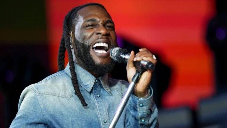 Burna Boy performs during the Glastonbury Festival in Worthy Farm, Somerset, England, Sunday, June 30, 2024. (Scott A Garfitt/Invision/AP)