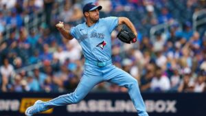 Toronto Blue Jays' Max Scherzer (31) pitches against the Detroit Tigers during first inning MLB action in Toronto, on Wednesday, Sept. 16, 2026. (Keito Newman/CP)