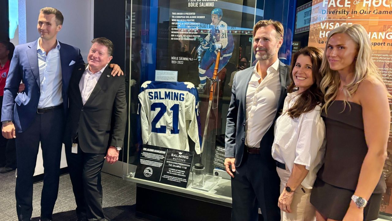 From left: Rasmus Salming, Glenn Healy, Anders Salming, Teresa, Bianca. (Luke Fox)
