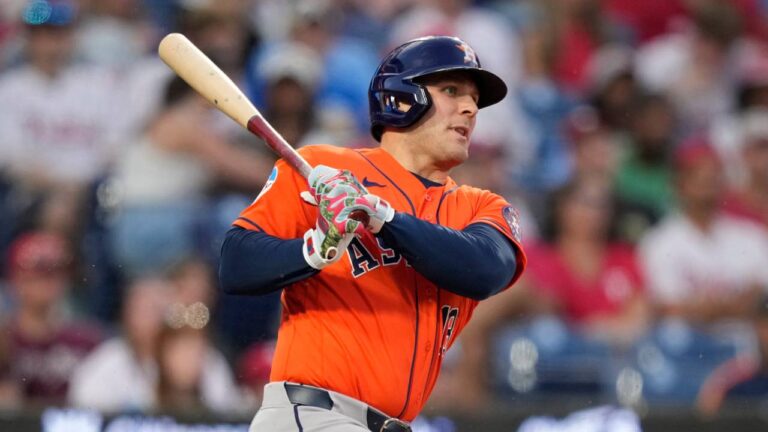 Houston Astros' Daulton Varsho plays during a baseball game between the Philadelphia Phillies and the Houston Astros Wednesday, Sept. 9, 2026, in Philadelphia. (Matt Slocum/AP)