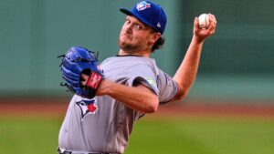 Toronto Blue Jays starting pitcher Trey Yesavage delivers during the first inning of a baseball game against the Boston Red Sox, Friday, July 24, 2026, in Boston. (Charles Krupa/AP)