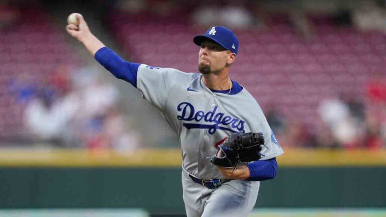 Los Angeles Dodgers pitcher Blake Treinen throws during the second inning of a baseball game against the Cincinnati Reds, Wednesday, Sept. 16, 2026, in Cincinnati. (Carolyn Kaster/AP)