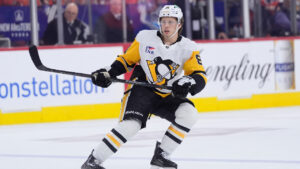Pittsburgh Penguins' Ben Kindel plays during Game 4 in the first round of the NHL Stanley Cup hockey playoffs Saturday, April 25, 2026, in Philadelphia. (Matt Slocum/AP)