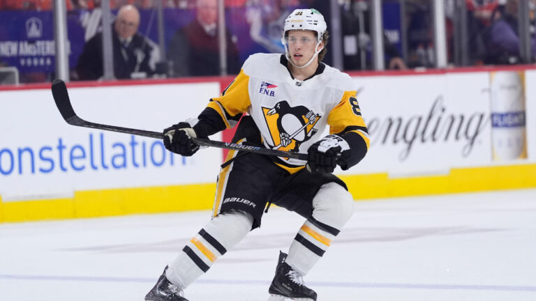 Pittsburgh Penguins' Ben Kindel plays during Game 4 in the first round of the NHL Stanley Cup hockey playoffs Saturday, April 25, 2026, in Philadelphia. (Matt Slocum/AP)