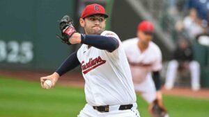 Cleveland Guardians starting pitcher Gavin Williams delivers against the Athletics during the first inning of a baseball game, Sunday, Sept. 20, 2026, in Cleveland. (Phil Long/AP)