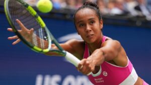 Leylah Fernandez, of Canada, returns the ball to Jessica Pegula, of the United States, during the third round of the U.S. Open tennis championships Friday, Sept. 4, 2026, in New York. (Kirsty Wigglesworth/AP)