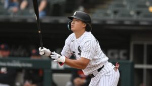 Chicago White Sox's Munetaka Murakami watches his RBI single during the first inning of a baseball game against the Detroit Tigers Saturday, Sept. 19, 2026, in Chicago. (Paul Beaty/AP)