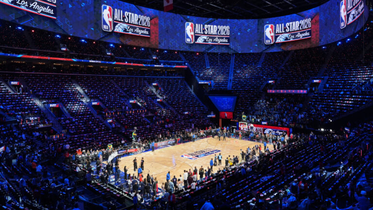 A general view of Intuit Dome before the NBA All-Star basketball game Sunday, Feb. 15, 2026, in Inglewood, Calif. (Jae C. Hong/AP)